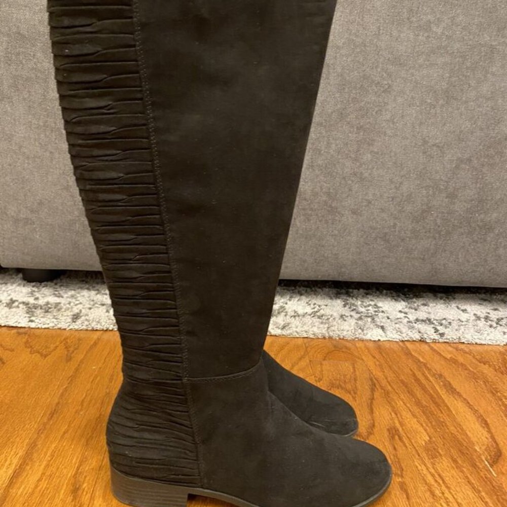 Kelly & Katie Black Over-the-Knee Fringe Winter Boots